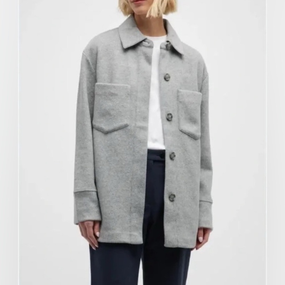 Vince Wool Blend Collared Light Grey Jacket